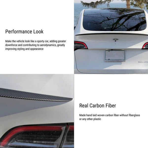Wing Spoiler For Tesla Model 3 & Model Y-Real Molded Carbon Fiber