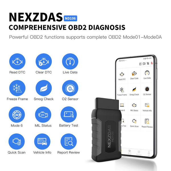 Humzor NexzDAS ND106 Bluetooth Special Function Car Resetting Tool With ABS, TPMS, Oil Reset, DPF... for Android & iOS - VXDAS Official Store