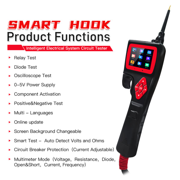 P200 Powerful Probe Hook Intelligent Circuit Analyzer Automotive Electrical System Circuit Tester SMART HOOK