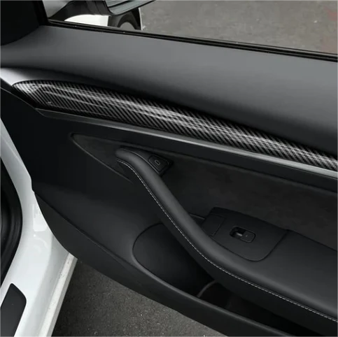 Real Carbon Fiber Front Door Trim Panels for Model 3/Y 2021-2023