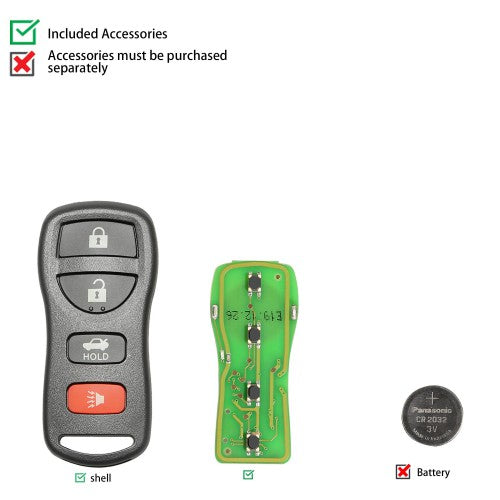 Xhorse XKNI00EN Wire Remote Key Nissan Style Separate 4 Buttons English Version