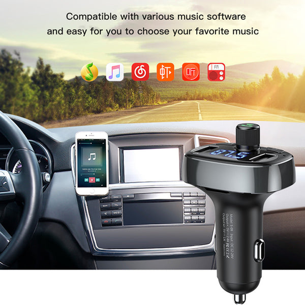 Car Player Charger Transmittor FM 3.4A Audio Baseus Phone Kit Transmitter Handsfree Modulator Dual with Bluetooth USB MP3 - VXDAS Official Store
