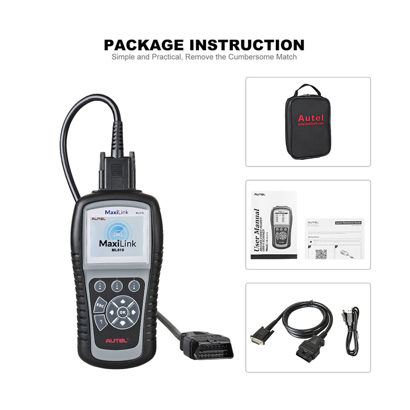 Maxilink ML619 OBD2 Scanner ABS SRS CAN OBDII OBD 2 Code Reader
