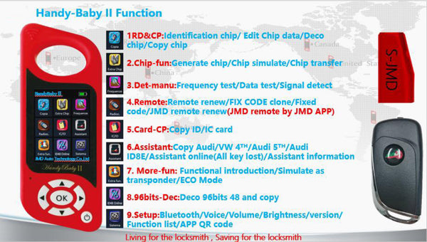 JMD Handy Baby II Auto Key Programmer for 4D/46/48/G Chips Hand-held Car Programmer - VXDAS Official Store
